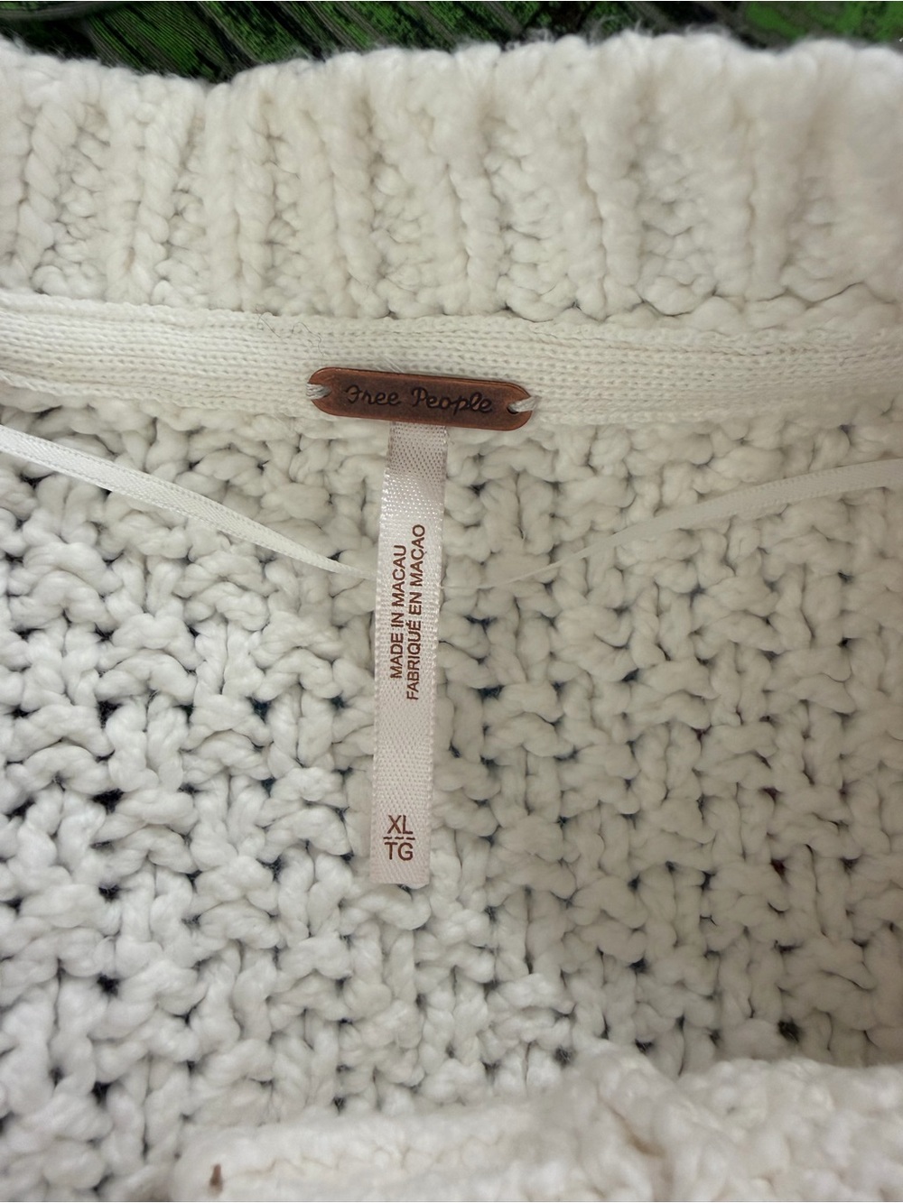 Free People Bonfire Cable Knit Cardigan Cream Size XL NWOT - Picture 5 of 5